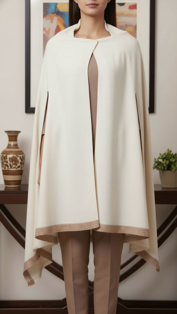 Cream Winter Cape Shawl PW5927