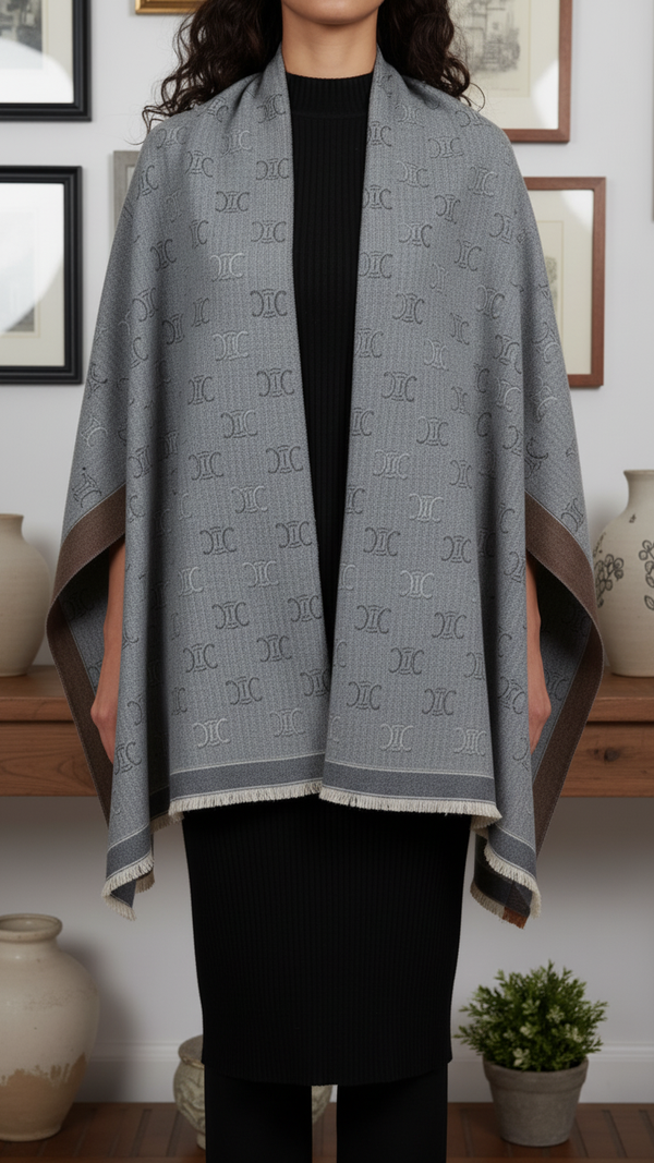 Silver Winter Cape Shawl PW5927