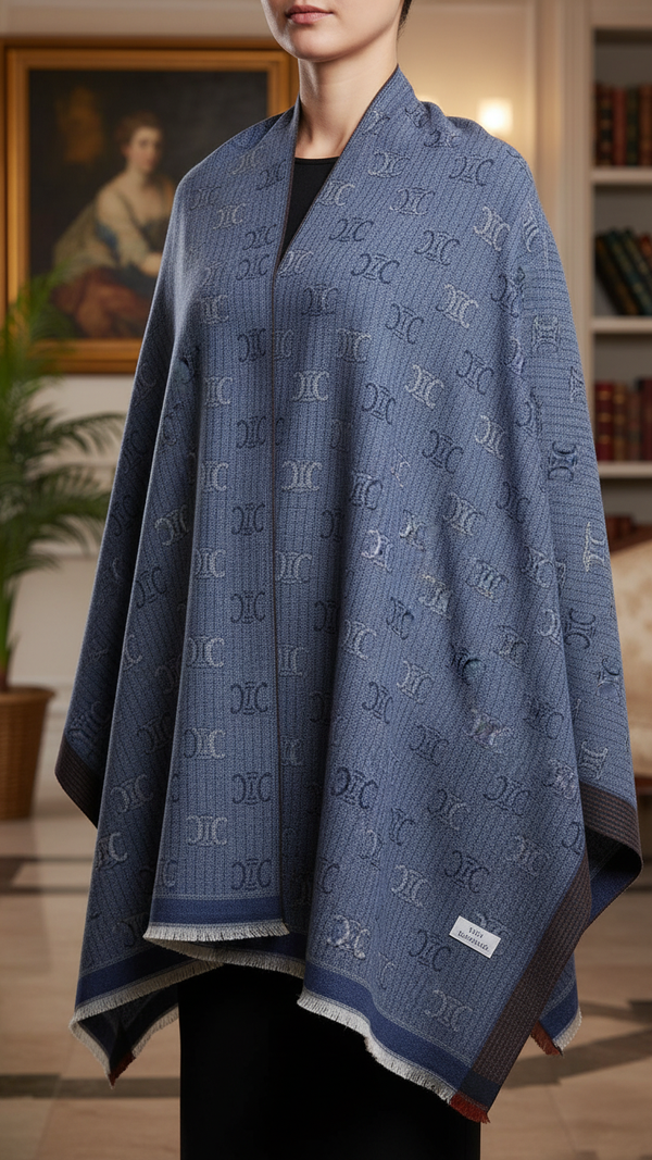 Navy Winter Cape Shawl PW5927