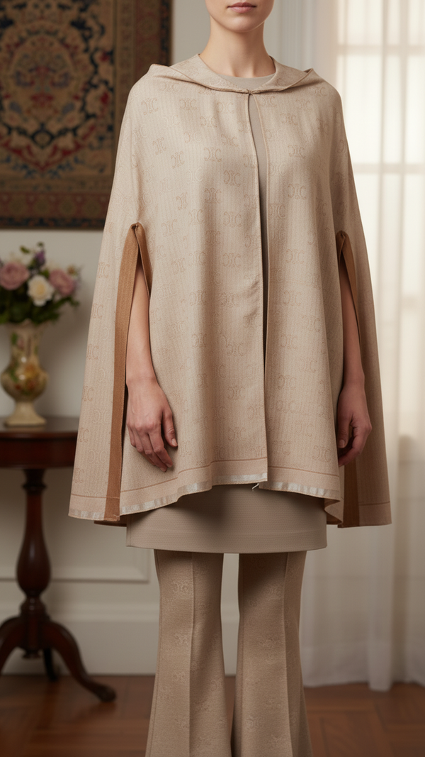 Beige Winter Cape Shawl PW5927