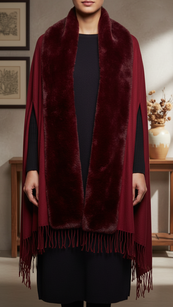 Maroon Winter Cape Shawl PW5928