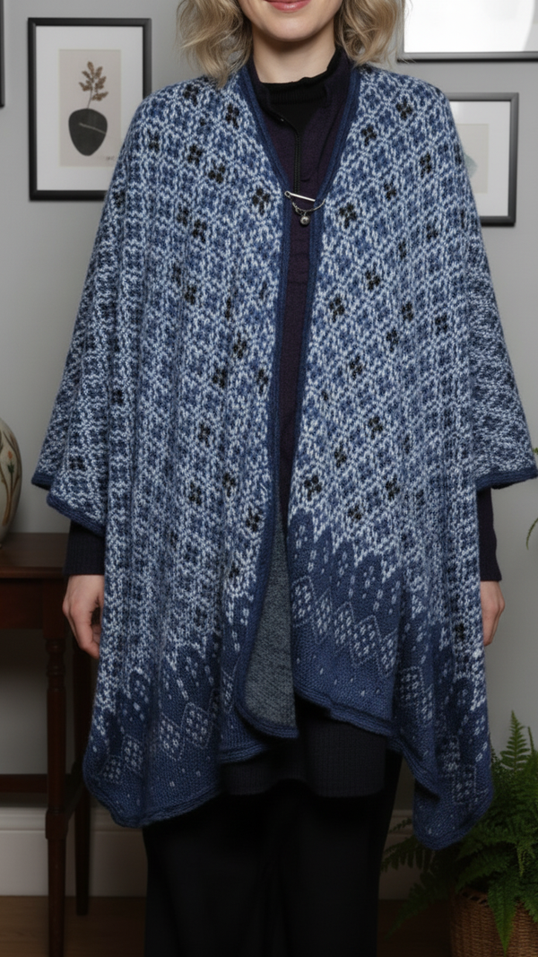 Navy Winter Cape Shawl PW5929