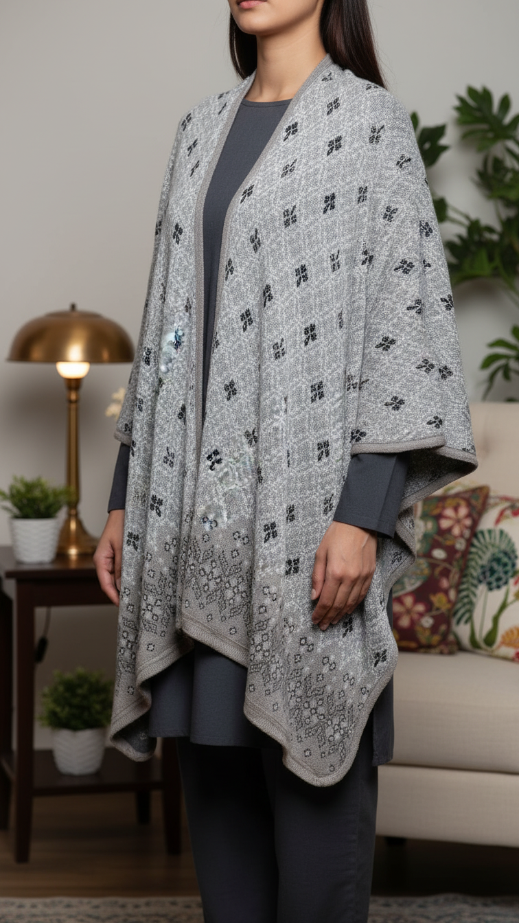 Beige Winter Cape Shawl PW5929