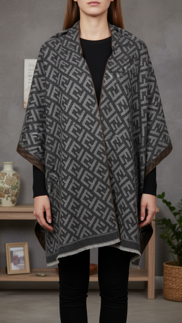 Black Winter Cape Shawl PW5930