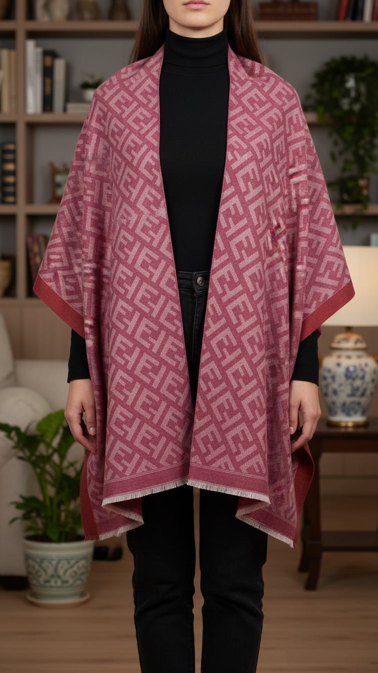 Maroon Winter Cape Shawl PW5930