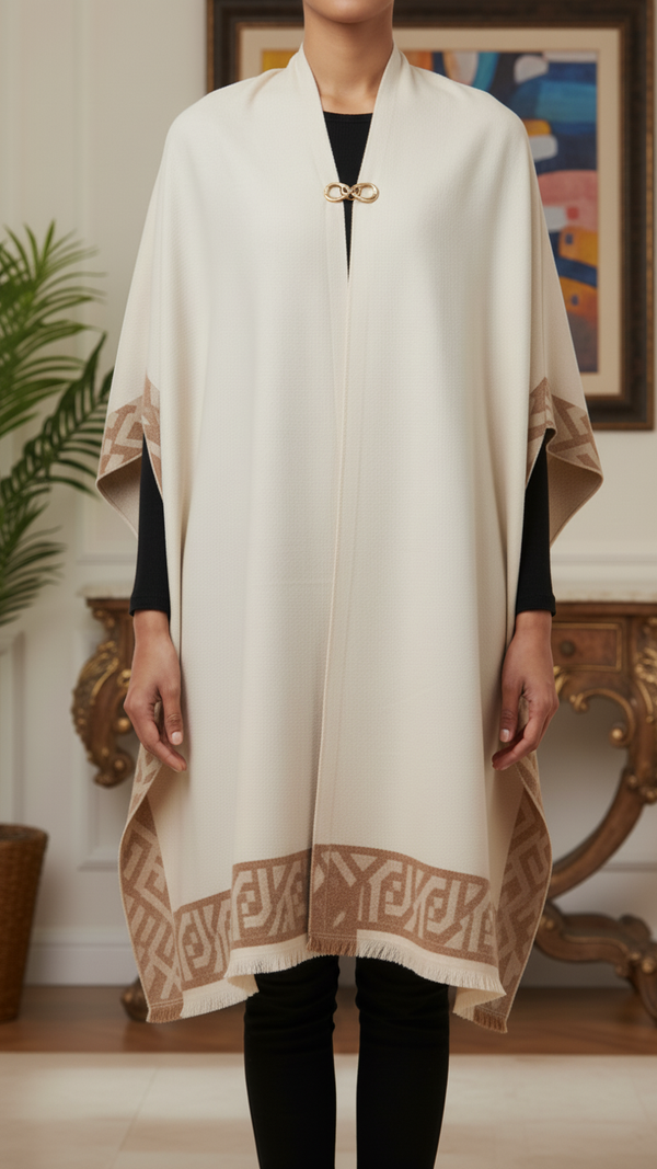 Cream Winter Cape Shawl PW5930