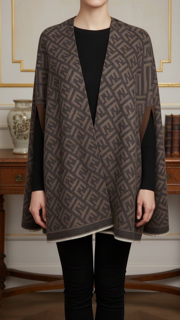 Coffee Winter Cape Shawl PW5930