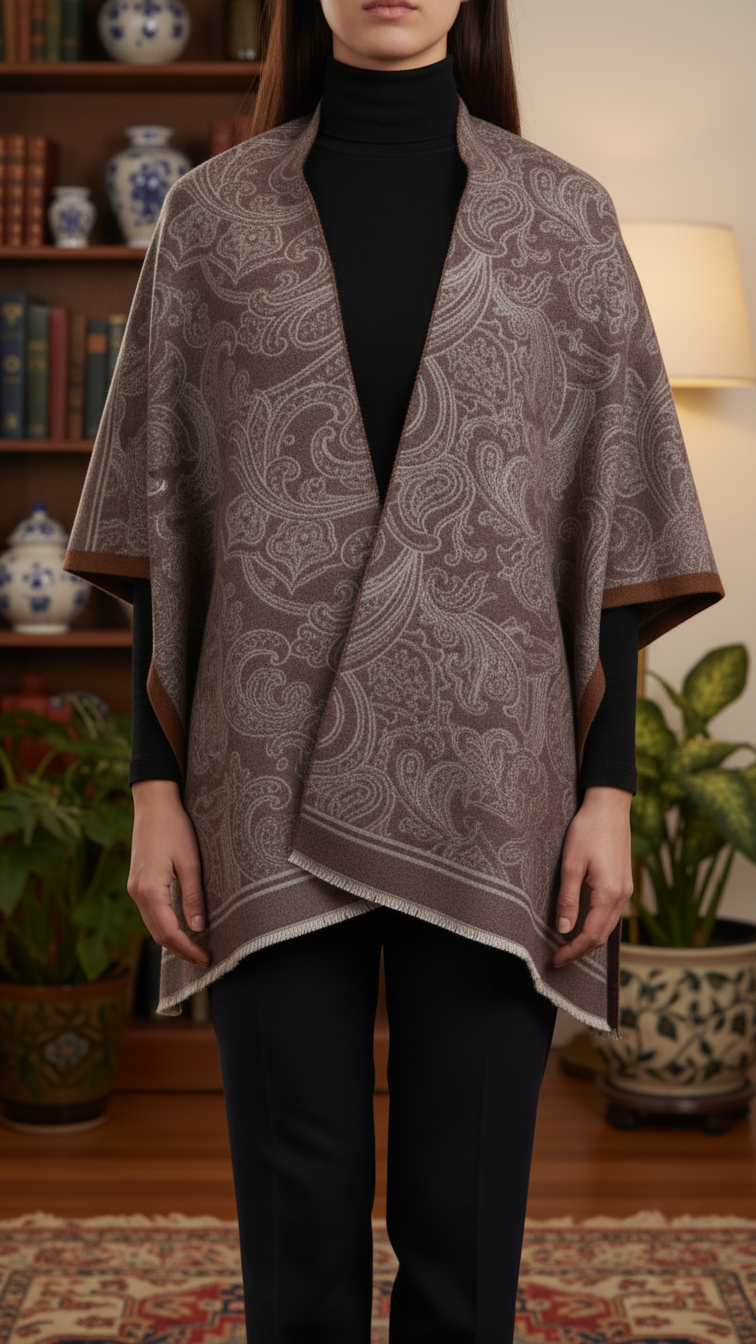 Brown Winter Cape Shawl PW5931