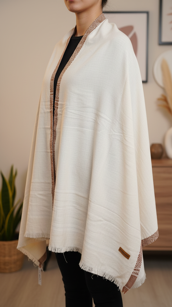 Cream Winter Cape Shawl PW5931