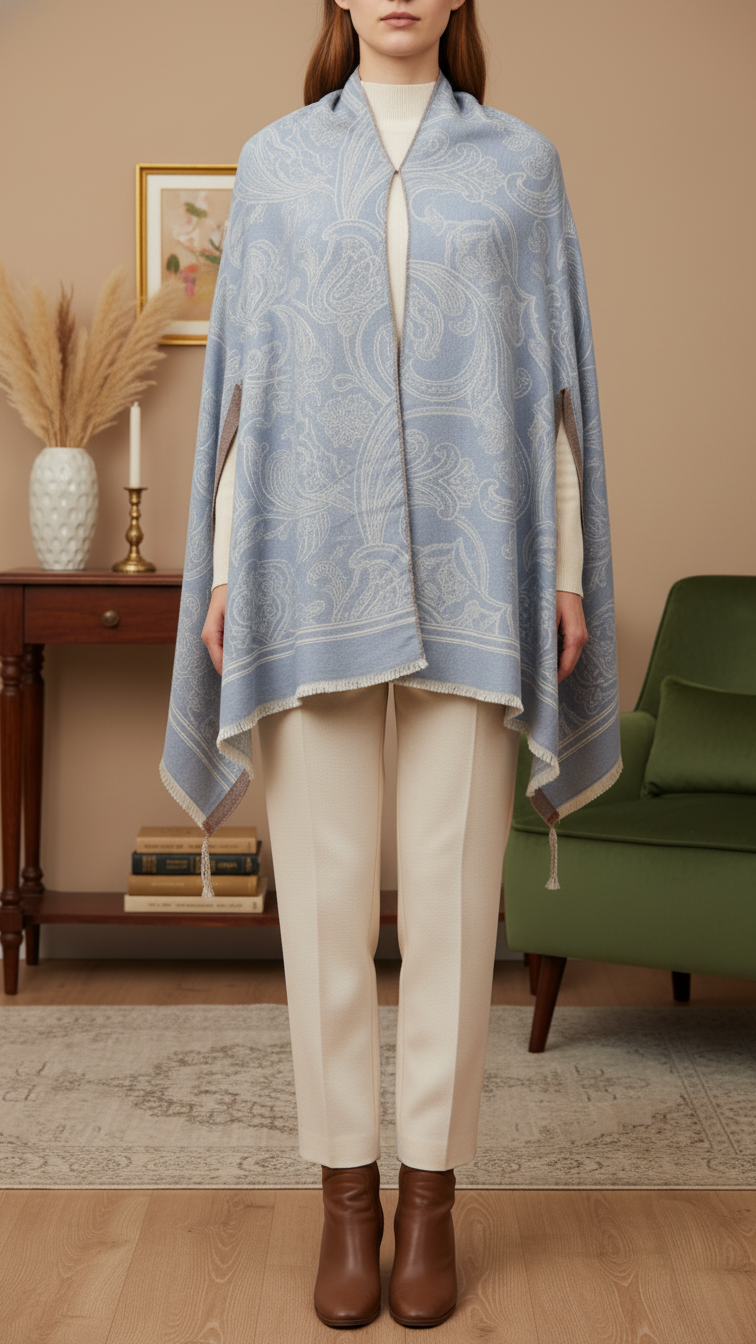 Silver Winter Cape Shawl PW5931