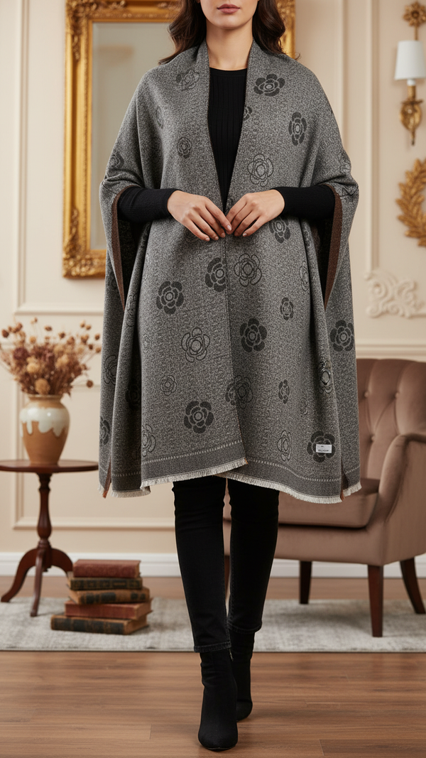 Black Winter Cape Shawl PW5932