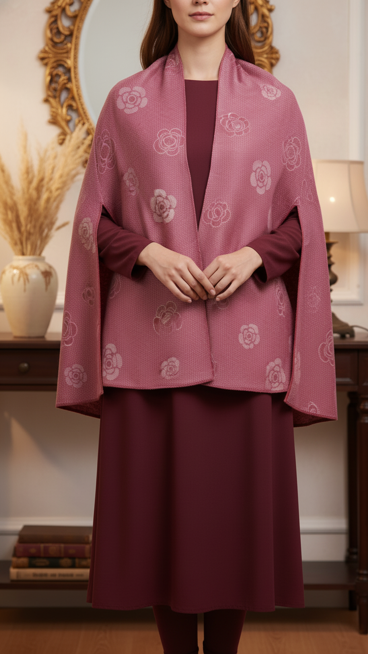 Maroon Winter Cape Shawl PW5932