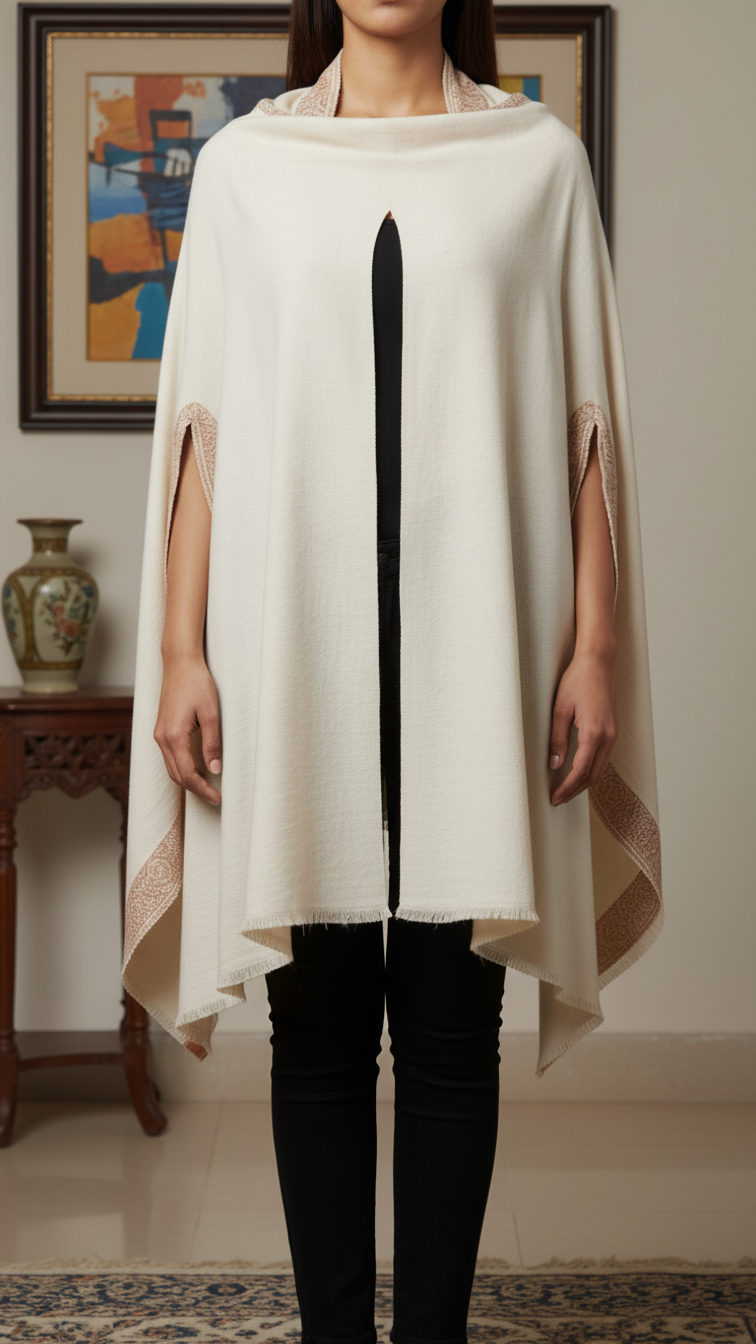 Cream Winter Cape Shawl PW5932