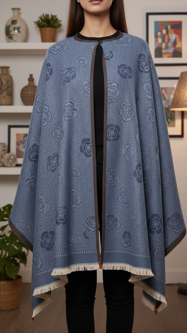 Navy Winter Cape Shawl PW5932