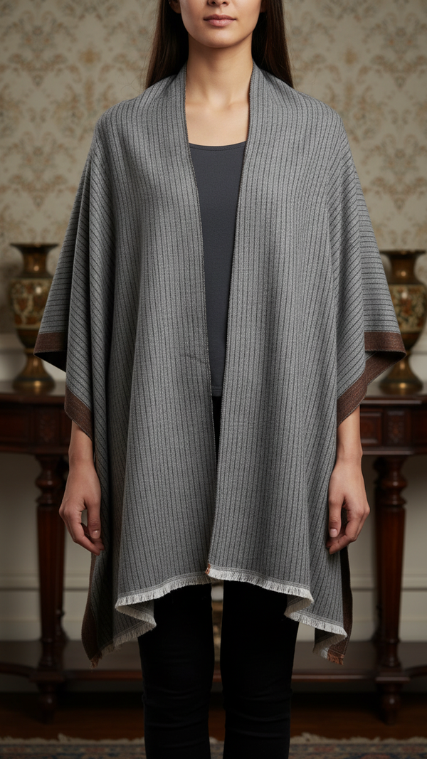 Grey Winter Cape Shawl PW5933