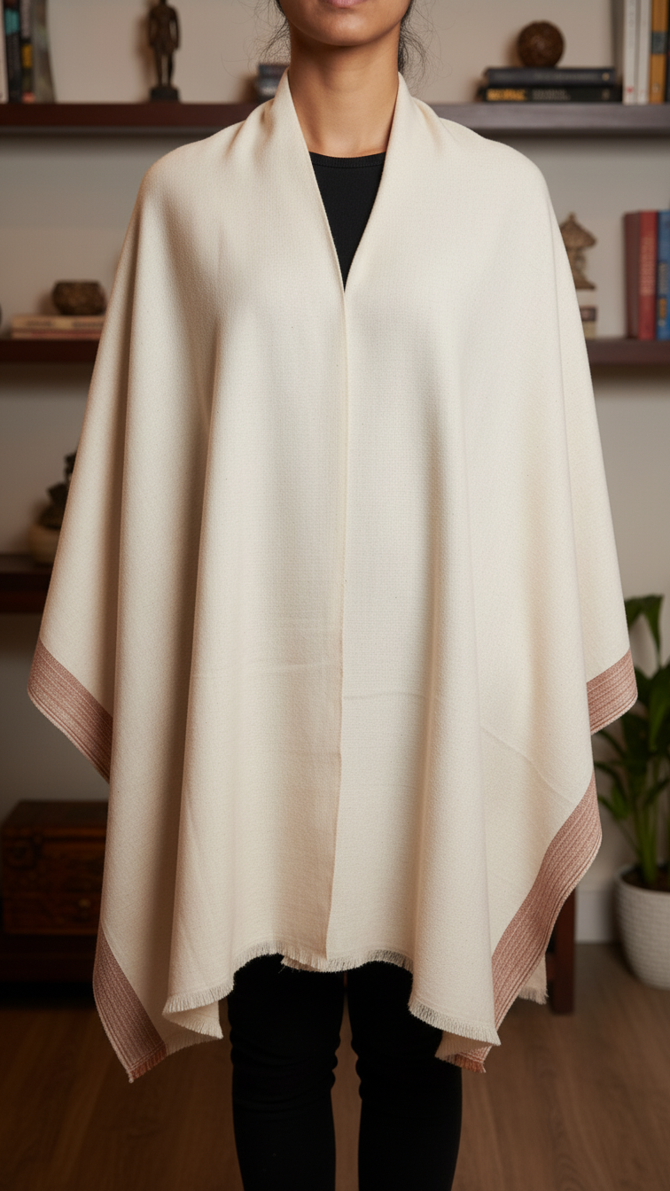 Cream Winter Cape Shawl PW5933