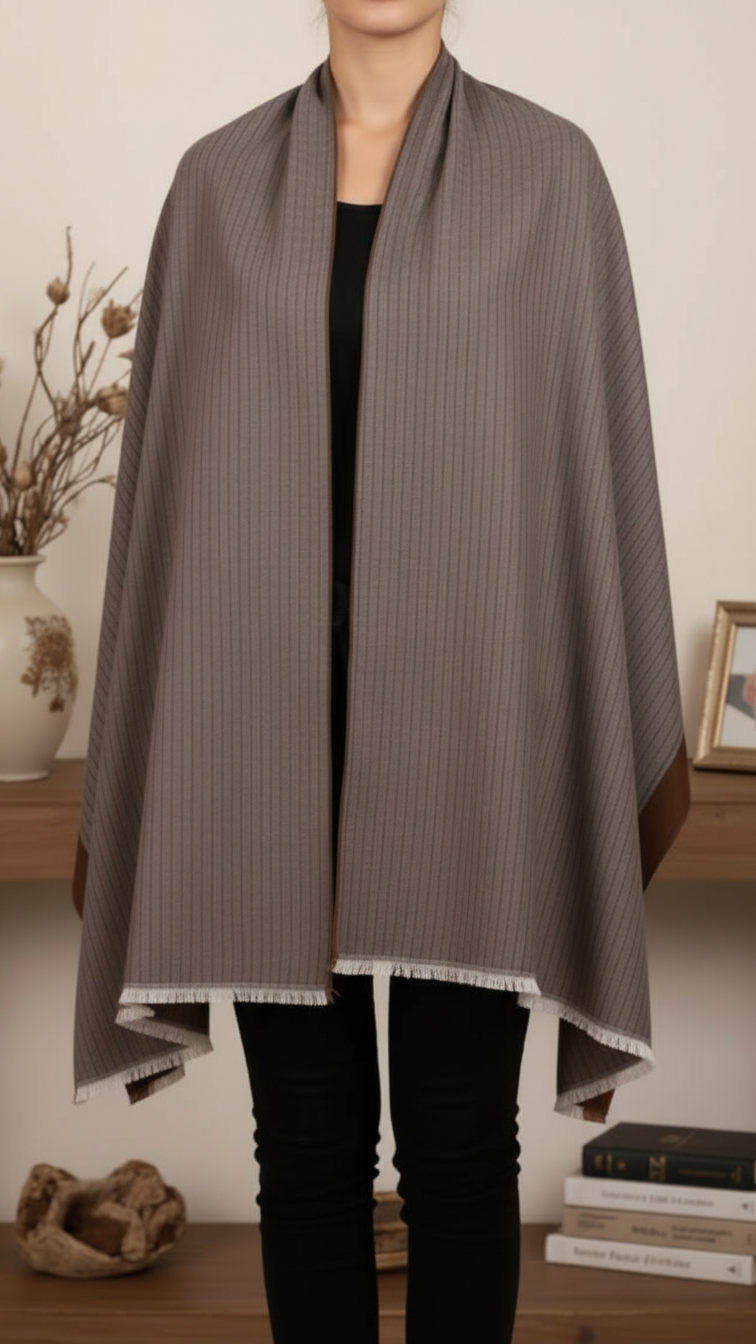 Coffee Winter Cape Shawl PW5933