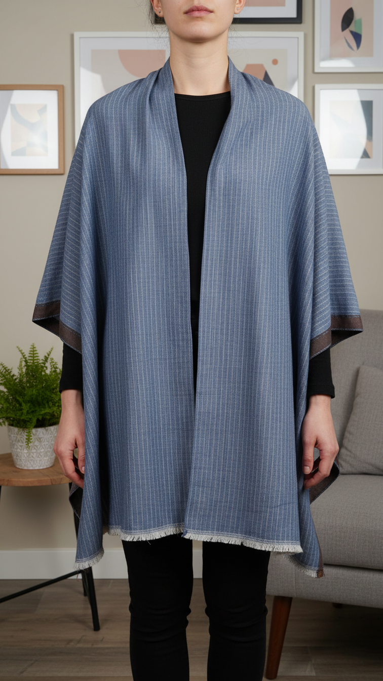 Navy Winter Cape Shawl PW5933