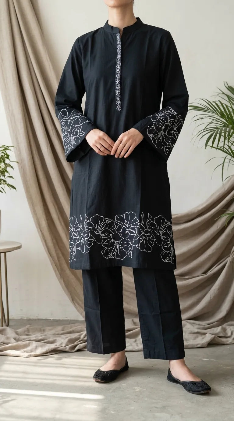 2 PC Embellished Georgette Stitched Suit PW600301