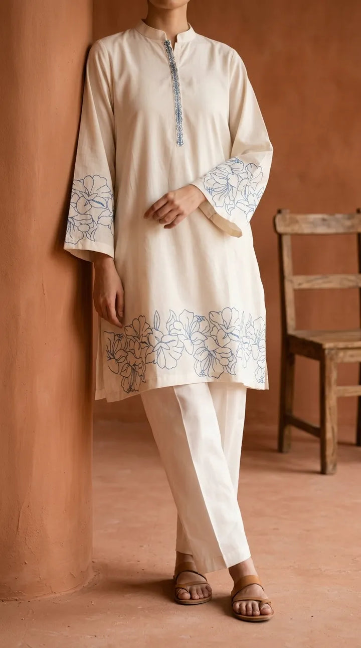 2 PC Embellished Georgette Stitched Suit PW600393