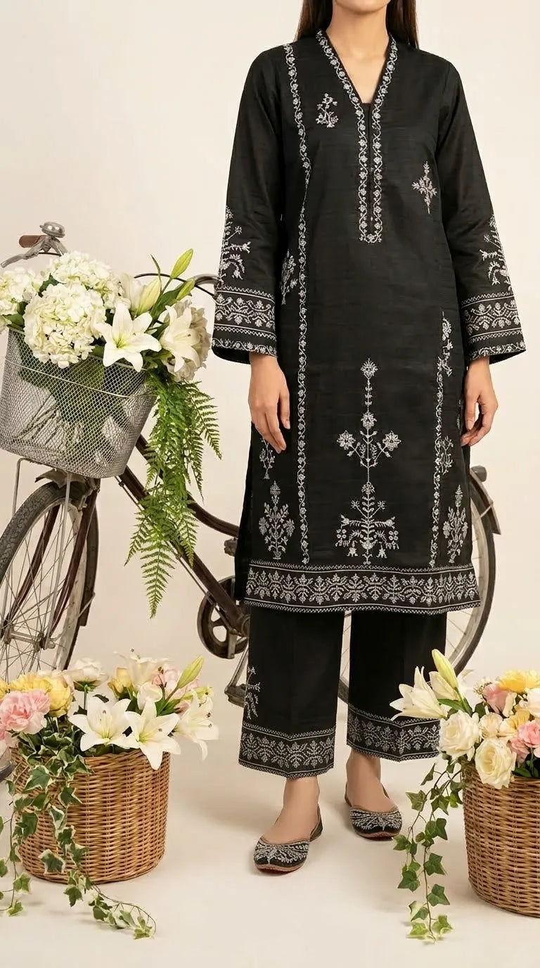 3 PC Embellished Cambric Suit PW601101