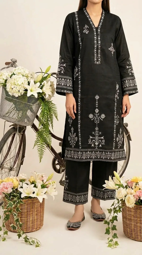 3 PC Embellished Cambric Suit PW601101