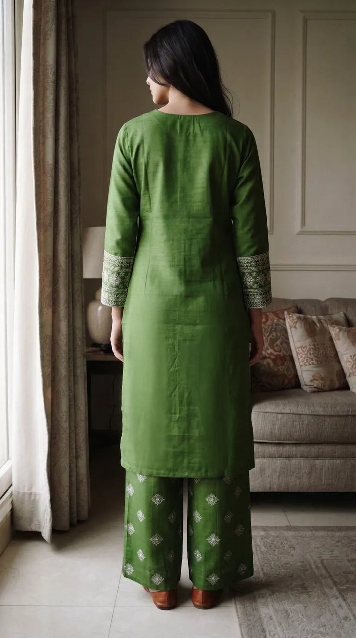 3 PC Embellished Cambric Stitched Suit PW602611