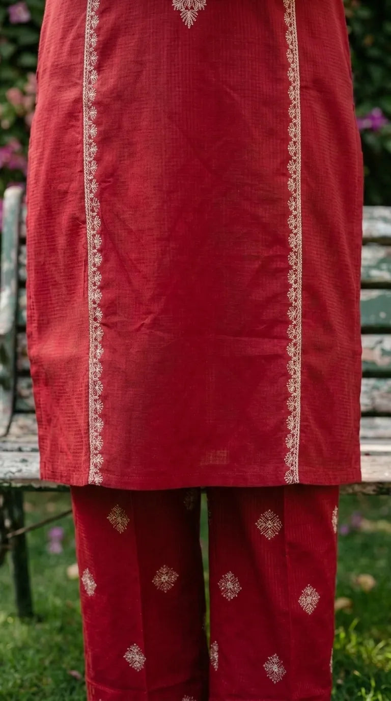 3 PC Embellished Cambric Stitched Suit PW602613