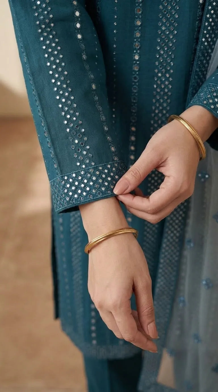 3 PC Embellished Khaddar Stitched Suit PW603696
