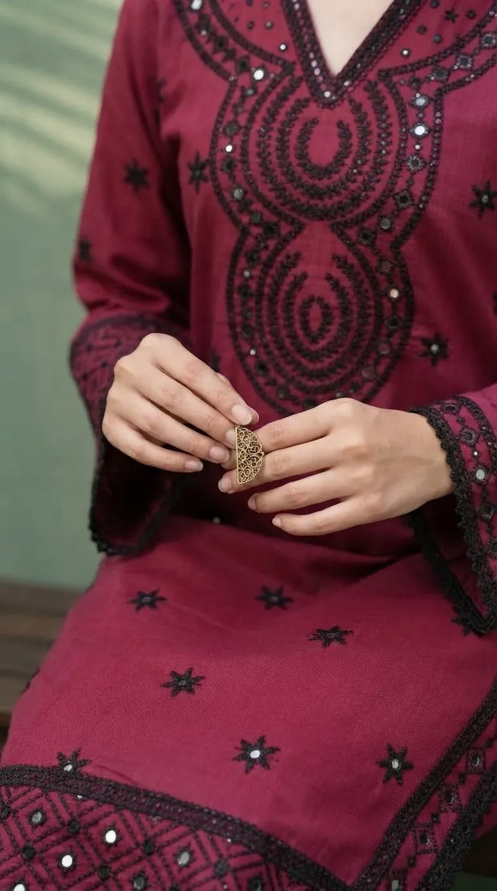 3 PC Embellished Khaddar Stitched Suit PW603705