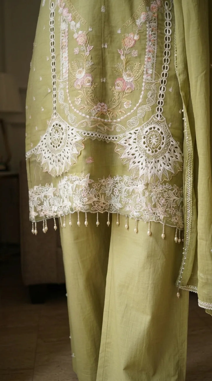 3 PC Embellished Karandi Stitched Suit PW603811