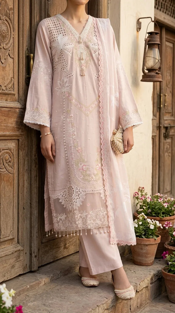 3 PC Embellished Karandi Stitched Suit PW603862