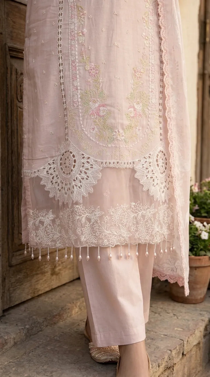 3 PC Embellished Karandi Stitched Suit PW603862