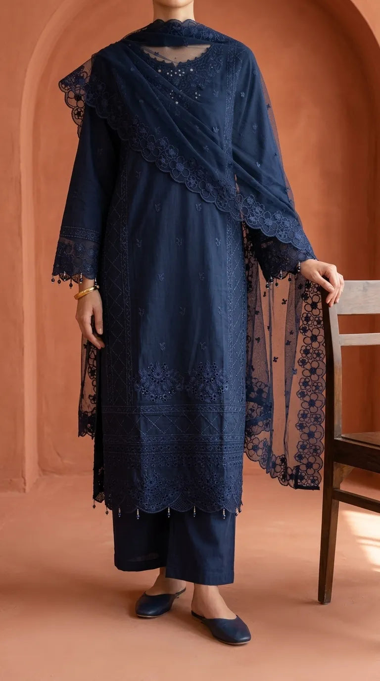 3 PC Embellished Khaddar Stitched Suit PW603912
