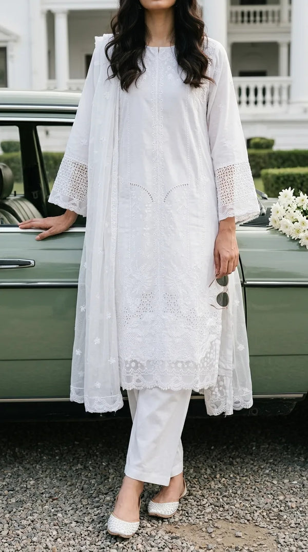 3 PC Embellished Karandi Stitched Suit PW604209