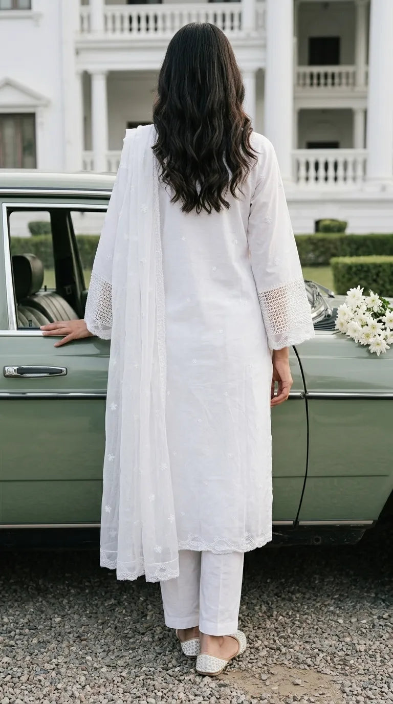 3 PC Embellished Karandi Stitched Suit PW604209