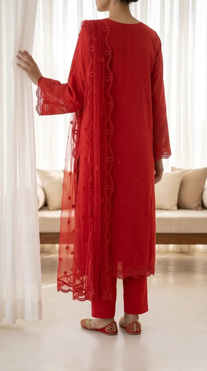 3 PC Embellished Karandi Stitched Suit PW604213