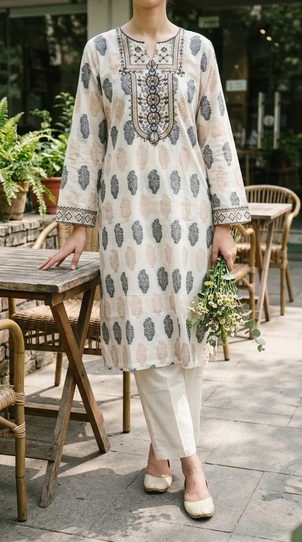 2 PC Embellished Jacquard Stitched Suit PW604593