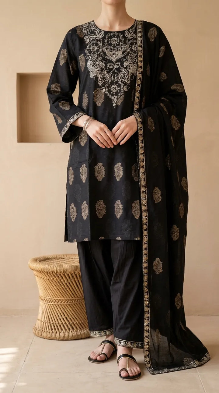 2 PC Embellished Jacquard Stitched Suit PW604801