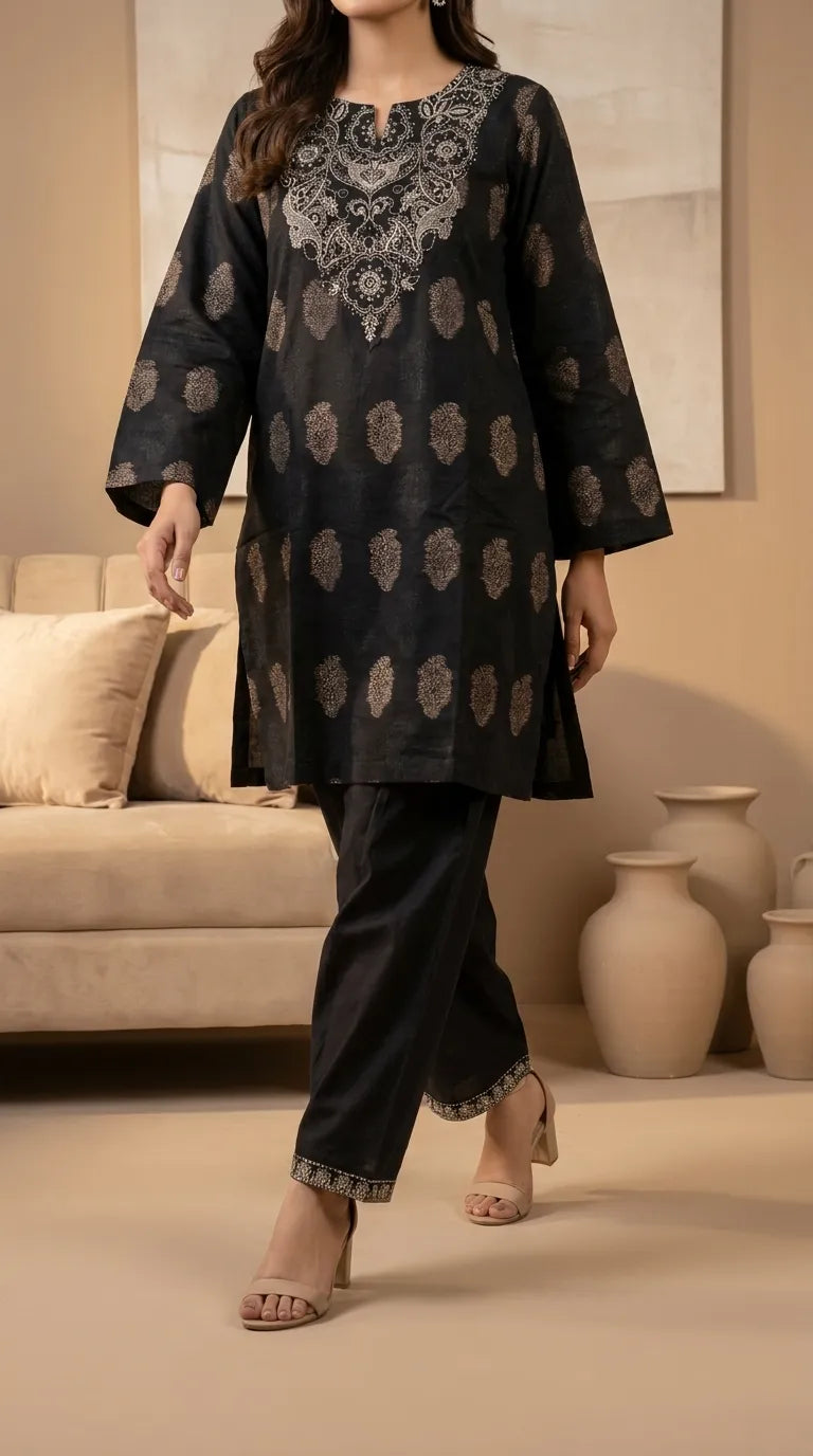 2 PC Embellished Jacquard Suit PW604801