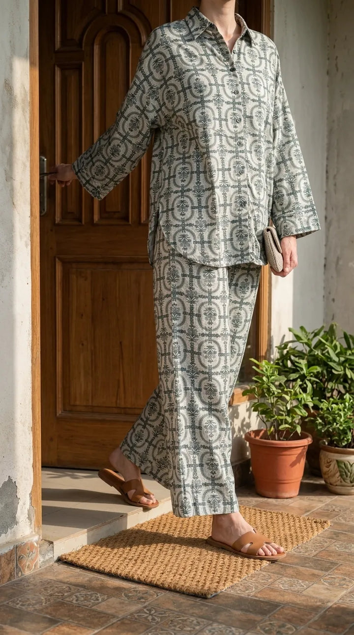 2 PC Embellished Jaquard Stitched Suit PW605307