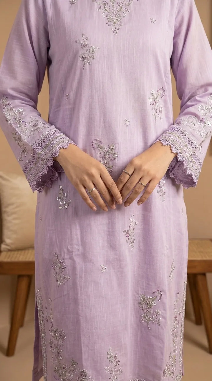3 PC Embellished Khaddar Suit PW608343