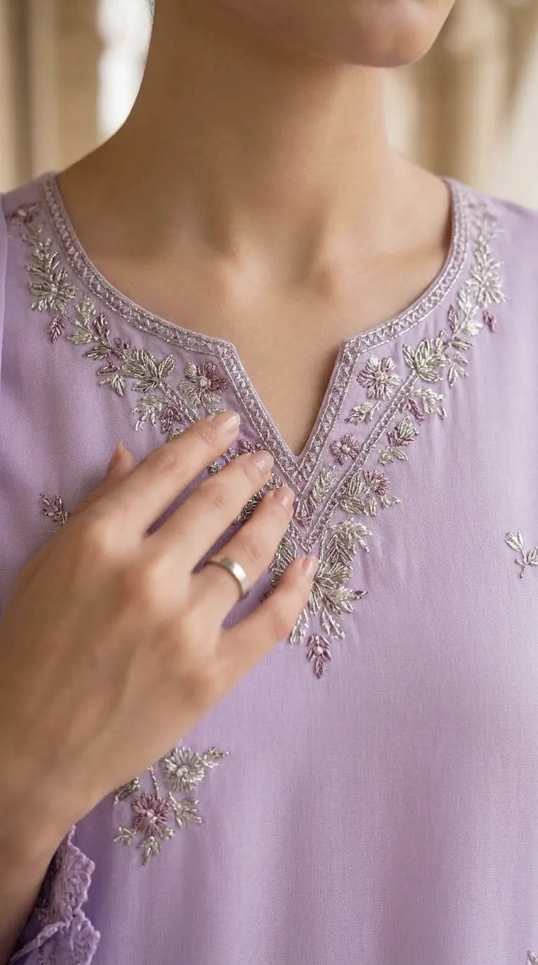 3 PC Embellished Khaddar Stitched Suit PW608343