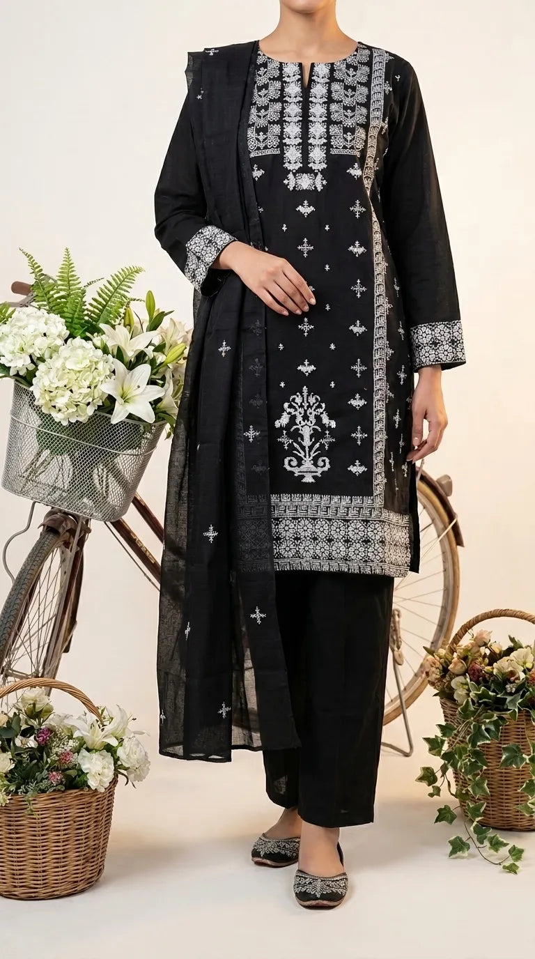 3 PC Embellished Khaddar Suit PW608401