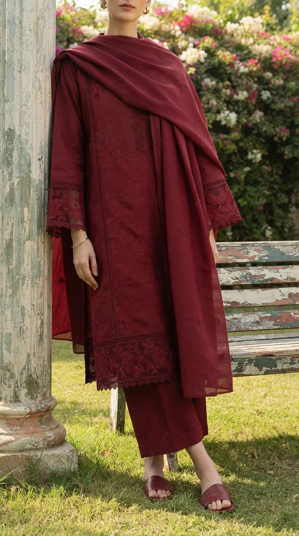 3 PC Embellished Khaddar Stitched Suit PW608513
