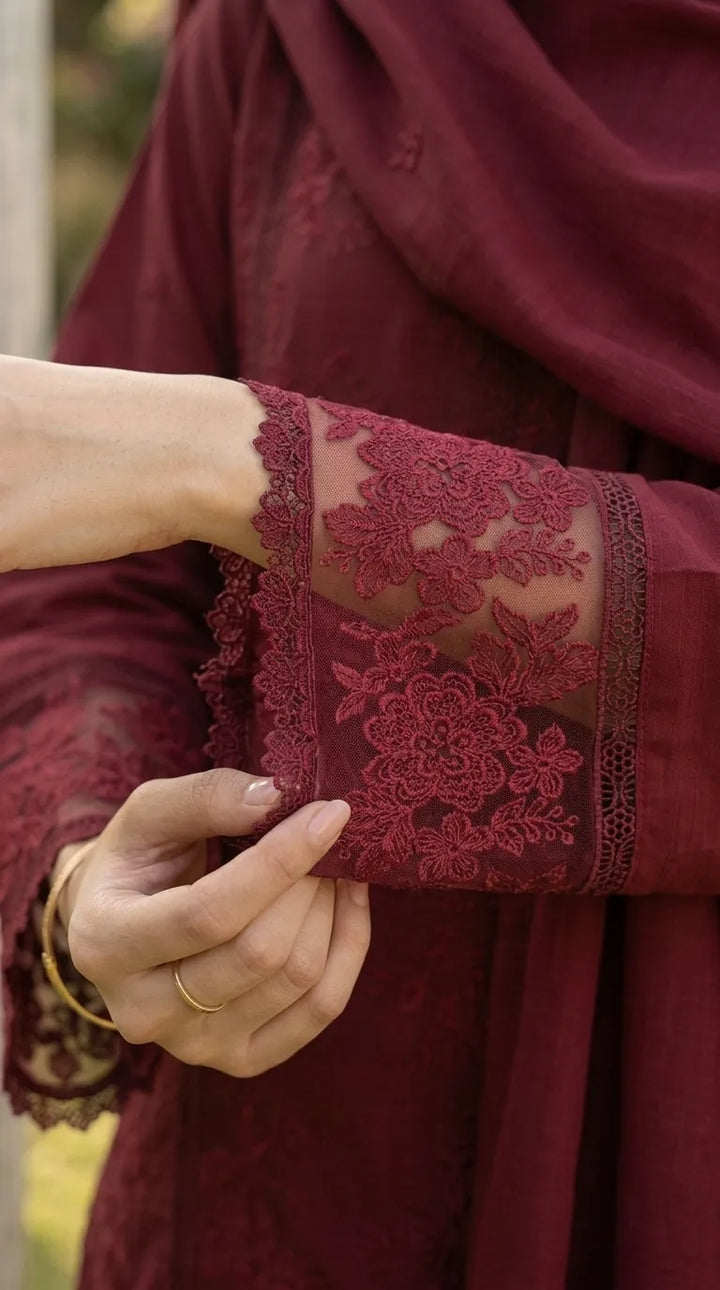 3 PC Embellished Khaddar Stitched Suit PW608513