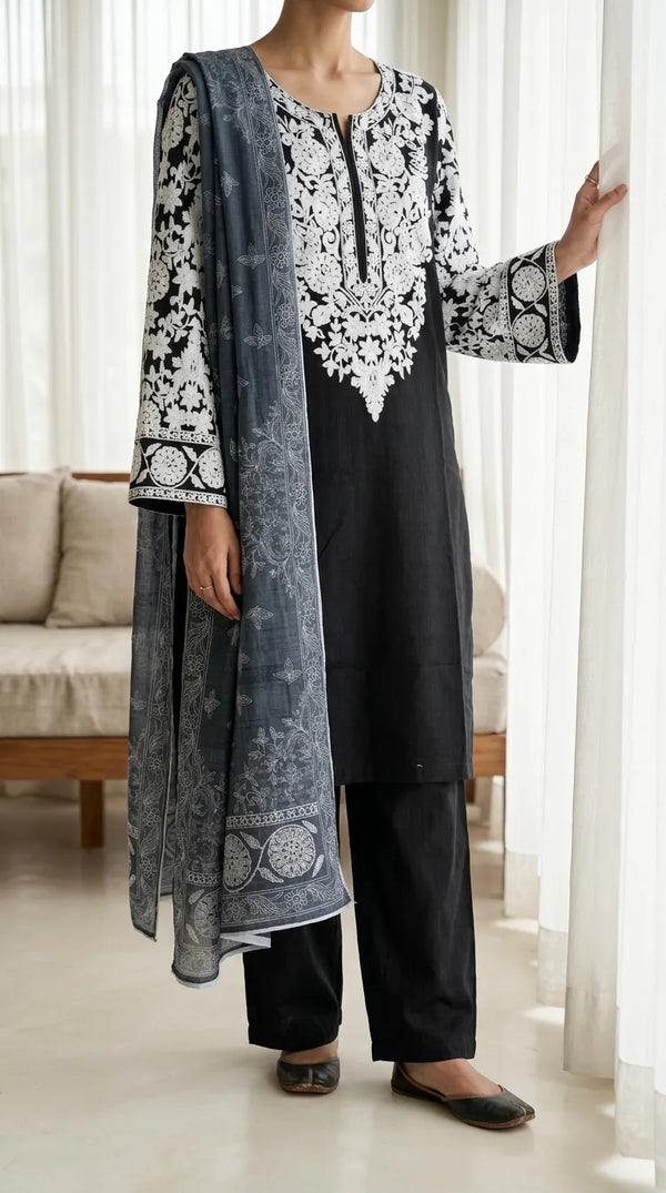 3 PC Embellished Khaddar Stitched Suit PW609501