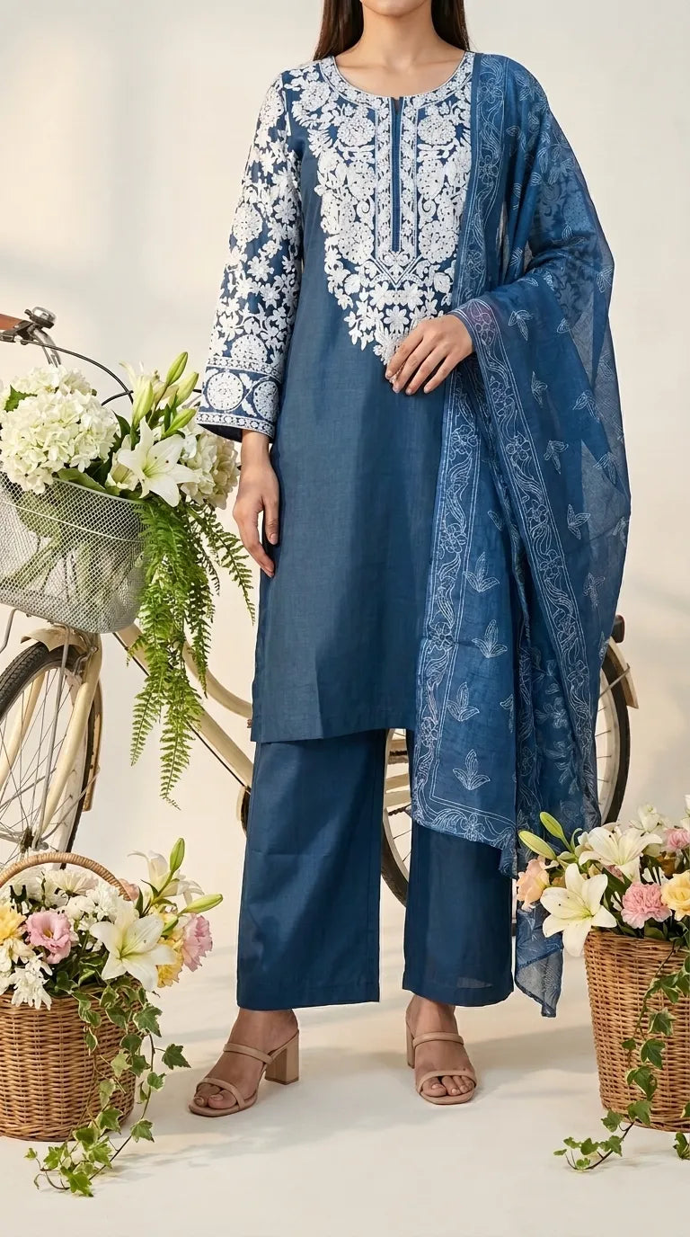 3 PC Embellished Khaddar Suit PW609596