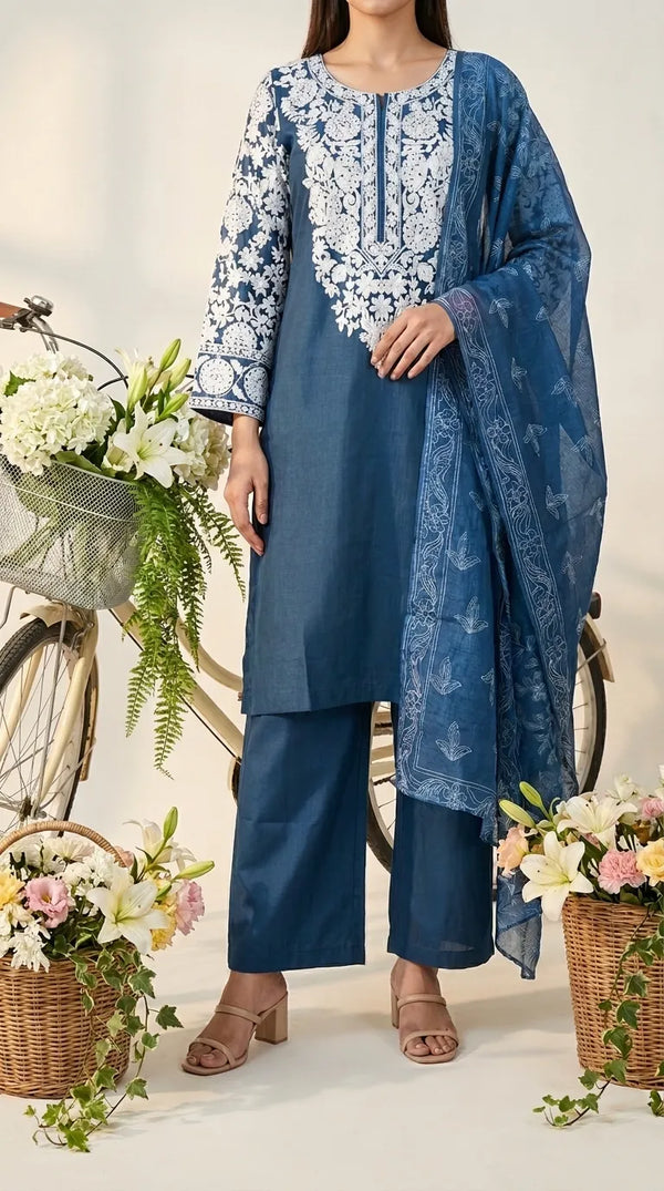 3 PC Embellished Khaddar Suit PW609596