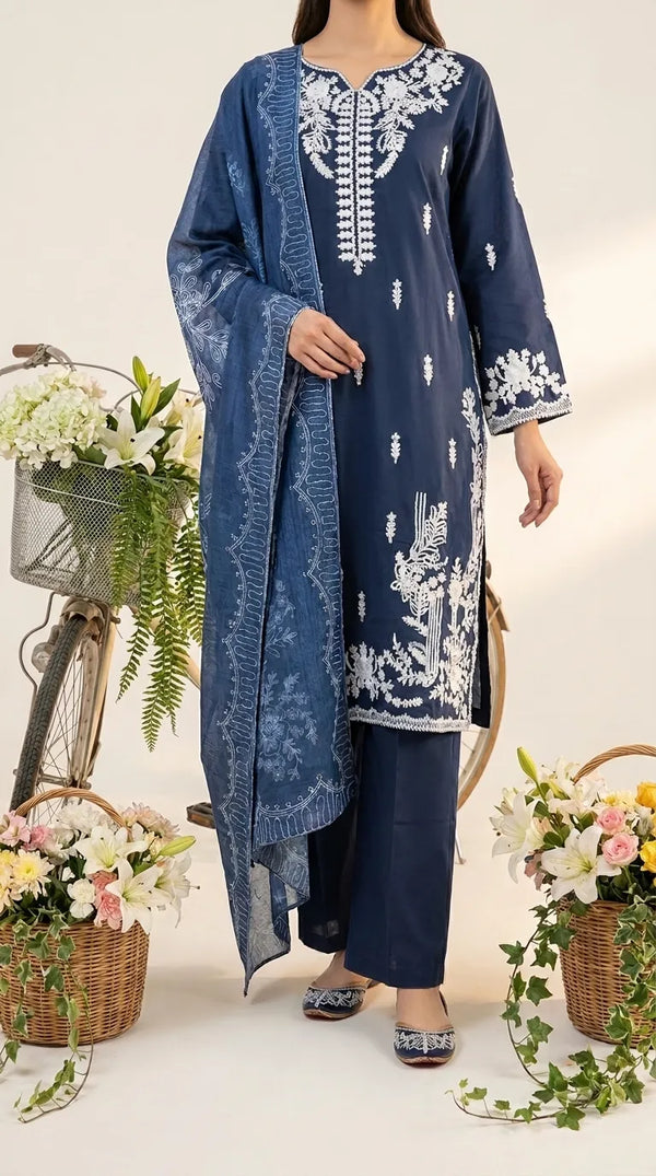 3 PC Embellished Khaddar Stitched Suit PW609648